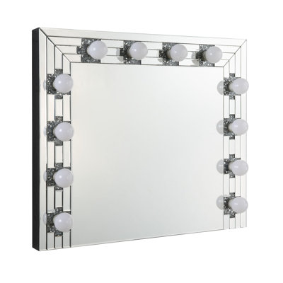 Noralie Mirrored & Faux Diamonds Accent Mirror (Assembled)