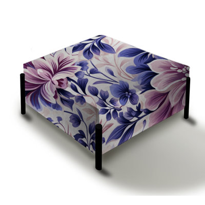 Moroccan Damask Poppies Intrigue - Damask Large Square Ottoman
