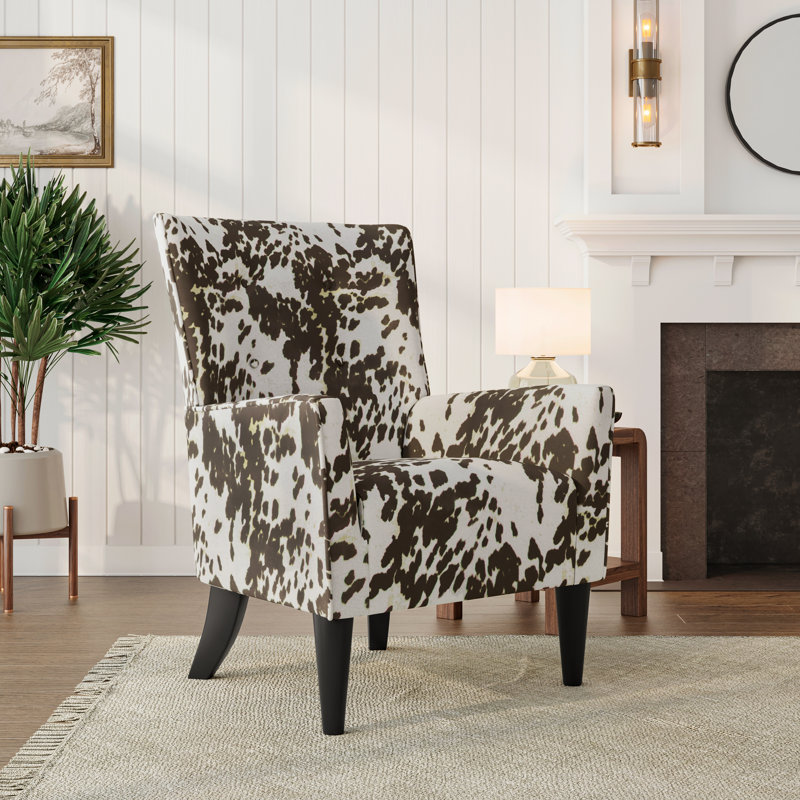 Prenella Upholstered Wingback Chair, Brown Polyester