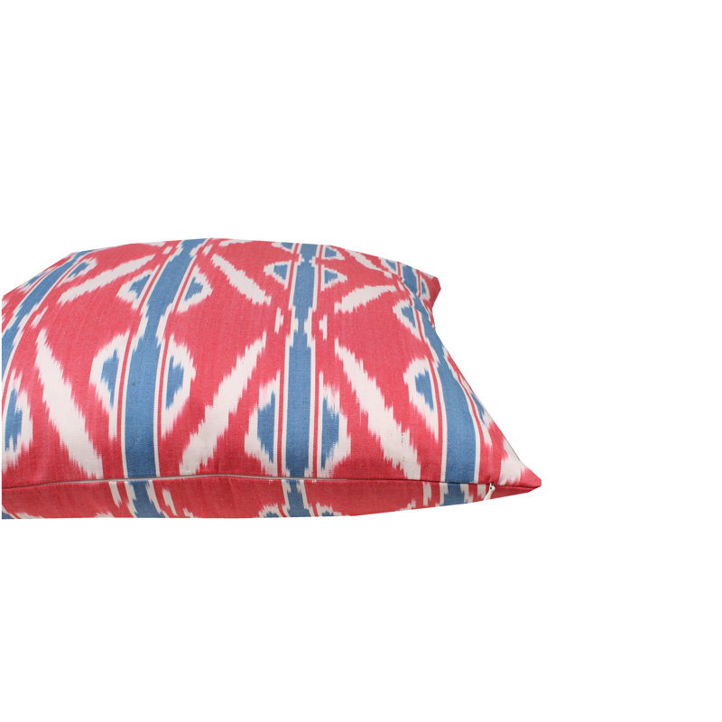 Harkless Ikat Square Cushion Cover, Red/Blue/White