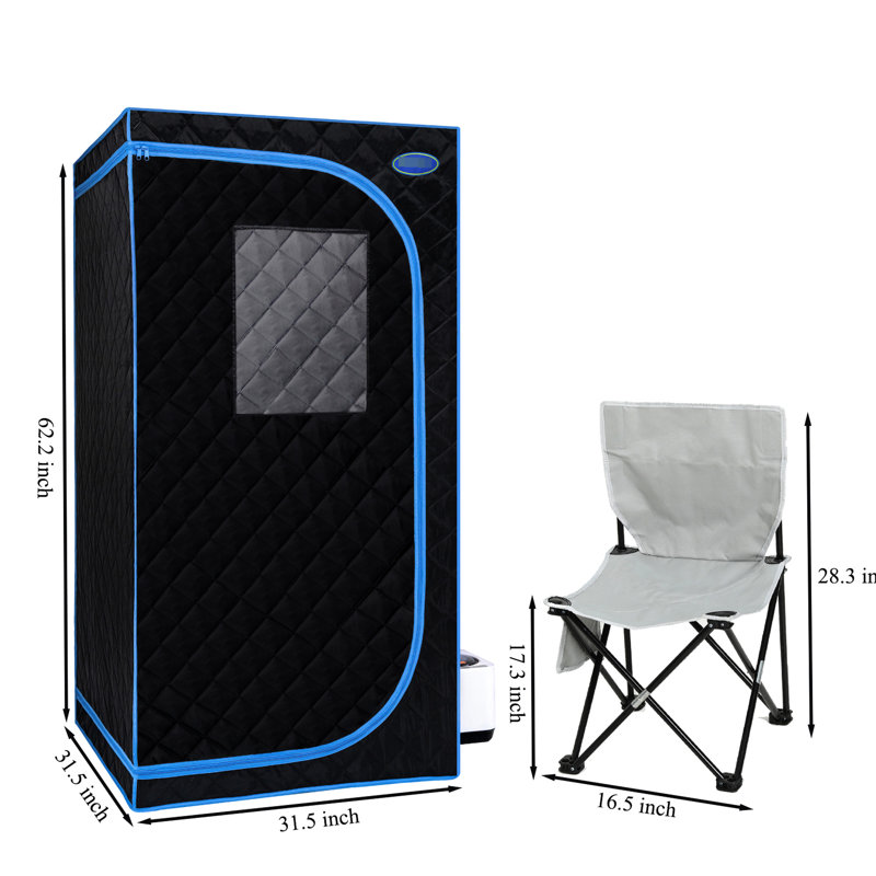 Black Portable Full Size Steam Tent - Personal Home Spa Enjoyment. Equipped With Generator, Remote Control, Foldable Chair. Easy Setup, Fast Heating. & Ul . Excellent Thermal Insulation, Waterproof