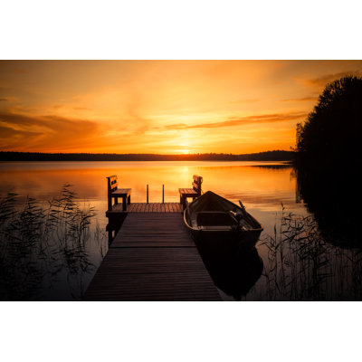 Sunset Over Lake - Wrapped Canvas Print