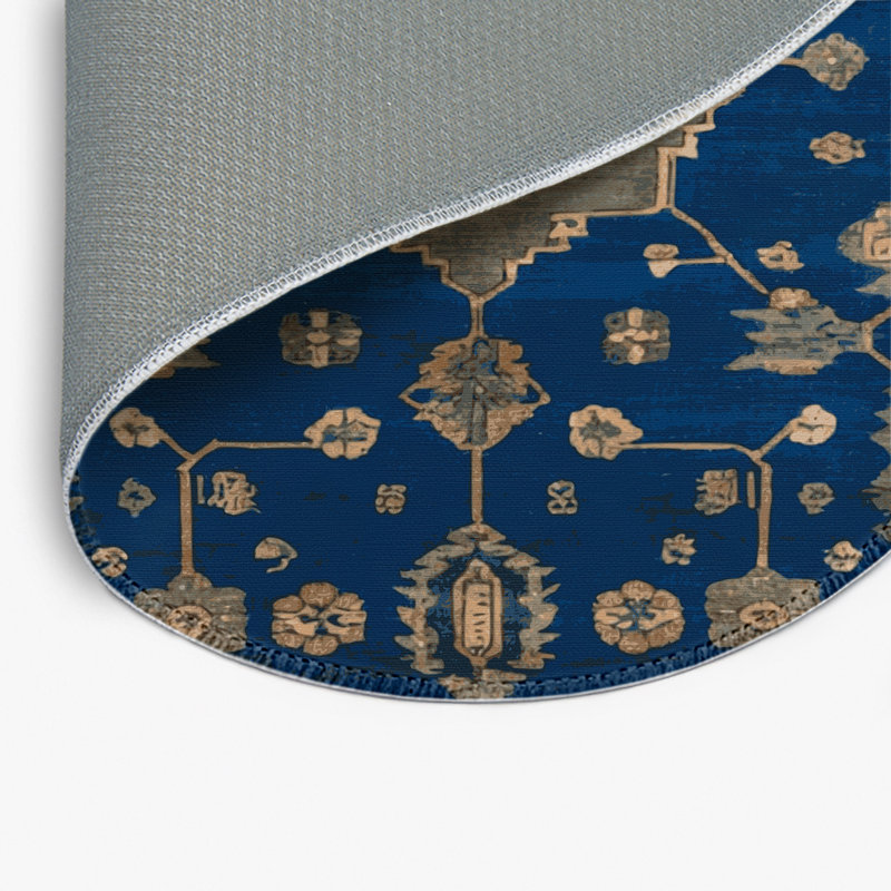 Tapis bleu intérieur et extérieur surteint, Rond 5 pi