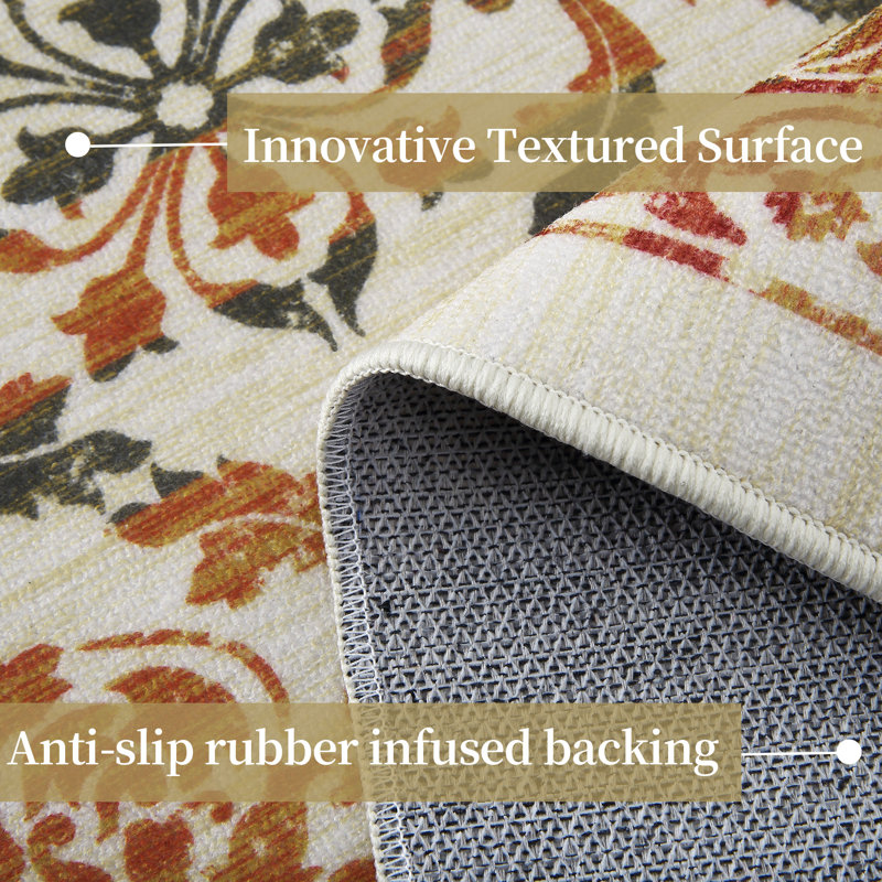 Sionn Washable Floral Indoor Rug, Rectangle 10‘ x 13'