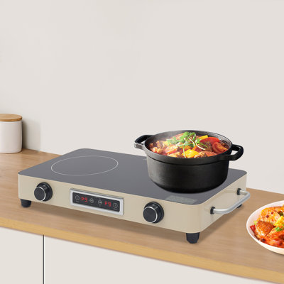 Double-Burner Electric Cooktop, Electric Stove Top With Knob Control, Electric Cooktop With Kids Lock & Timer