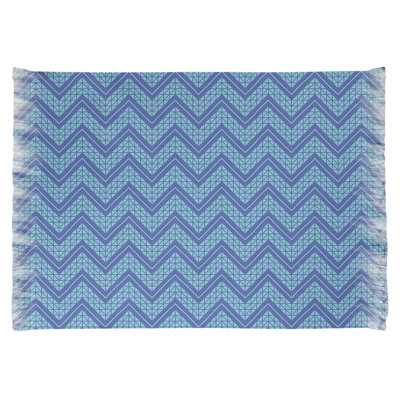 Tapis bleu zone à chevrons à main