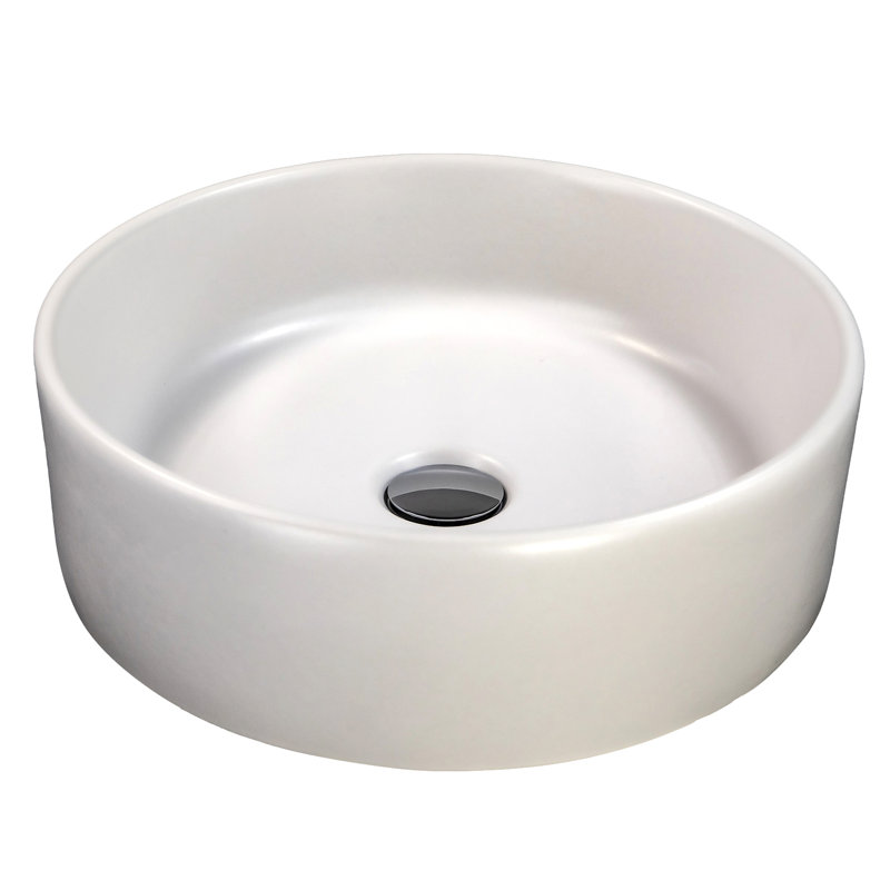 Regatta Poured Circular Vessel Bathroom Sink, Matte White
