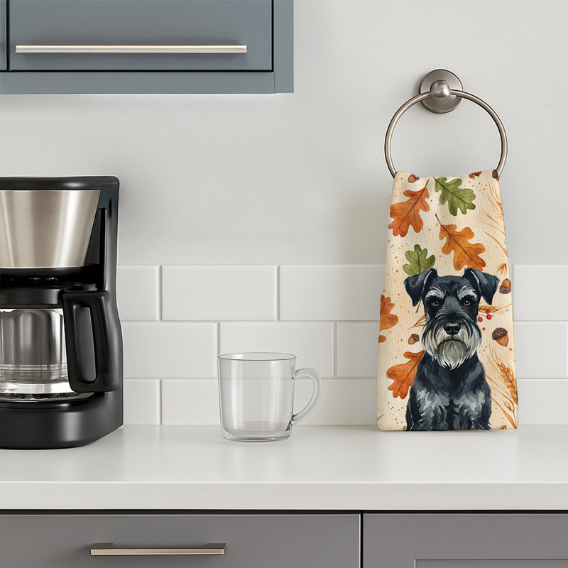 Standard Schnauzer Heirloom Fall Kitchen Towel, Standard Schnauzer