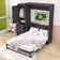 Lit escamotable en bois avec garde-robe