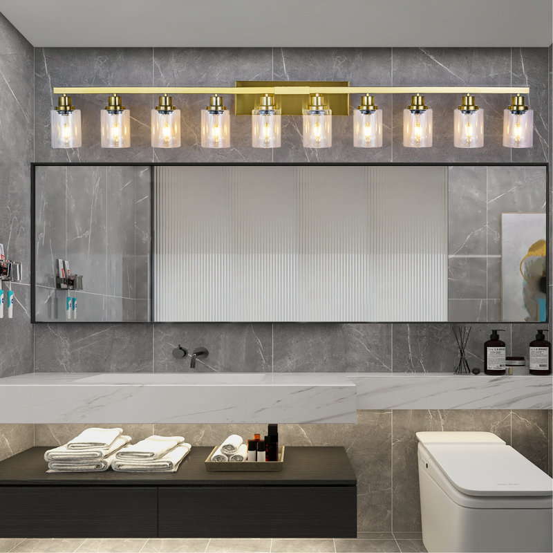 10 lumières de meuble-lavabo or pour miroir, éclairage mural moderne en or 52 pouces pour la chambre à coucher et le salon