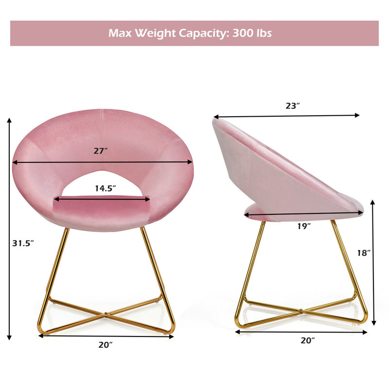 Celsey 18'' H Velvet Upholstered Parsons Chair, Pink