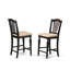 Ensemble de comptoir de cuisine 5 pièces comprenant une table de salle à manger ronde avec piédestal et 4 chaises de salle à manger rembourrées en tissu de lin, 36 po x 36 po, noir et cerisier-1269312309-1309328922-1265791597