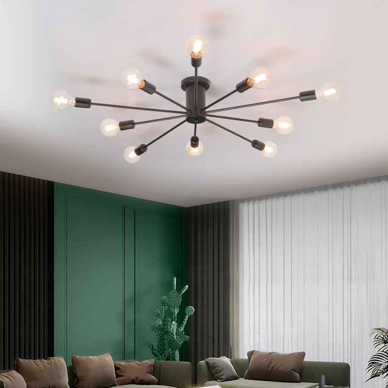 Parrino Light 34.3'' Semi Flush Mount, Black, 10 Lights