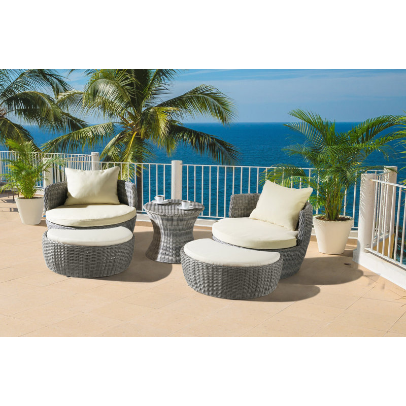 Ensemble de repose-pieds d'extérieur 5 pièces Romantic Collection, Beige, Gris