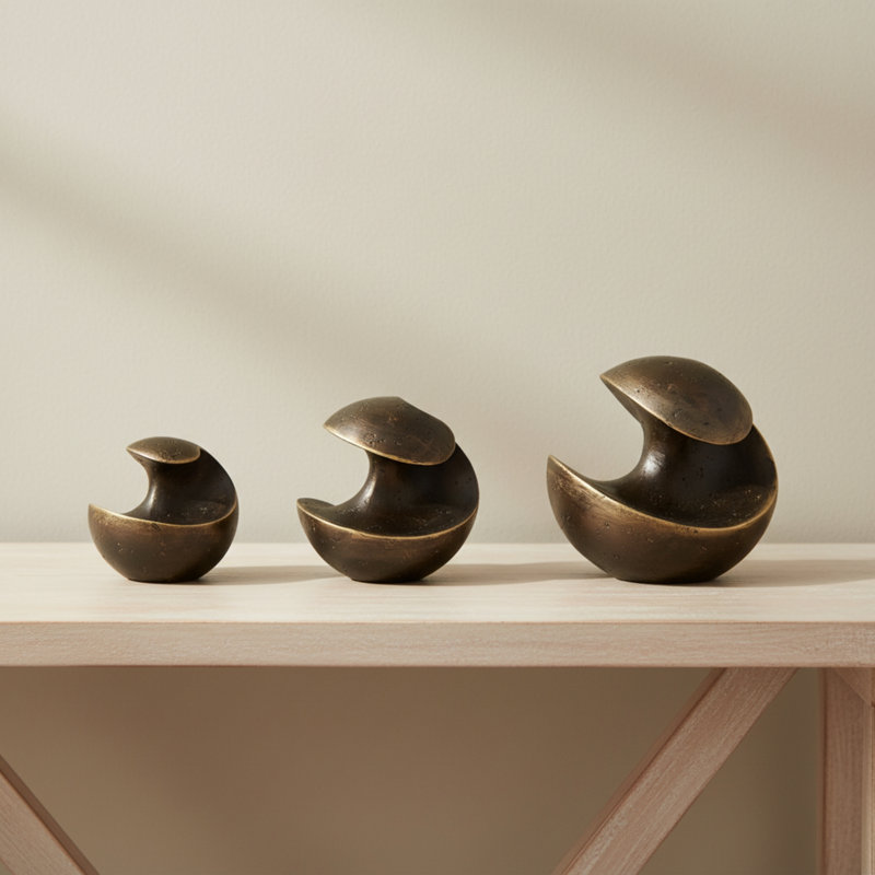  3 Pieces Kismet Spiral Deco Spheres, Bronze Resin, Elegant Home Decor Accessory