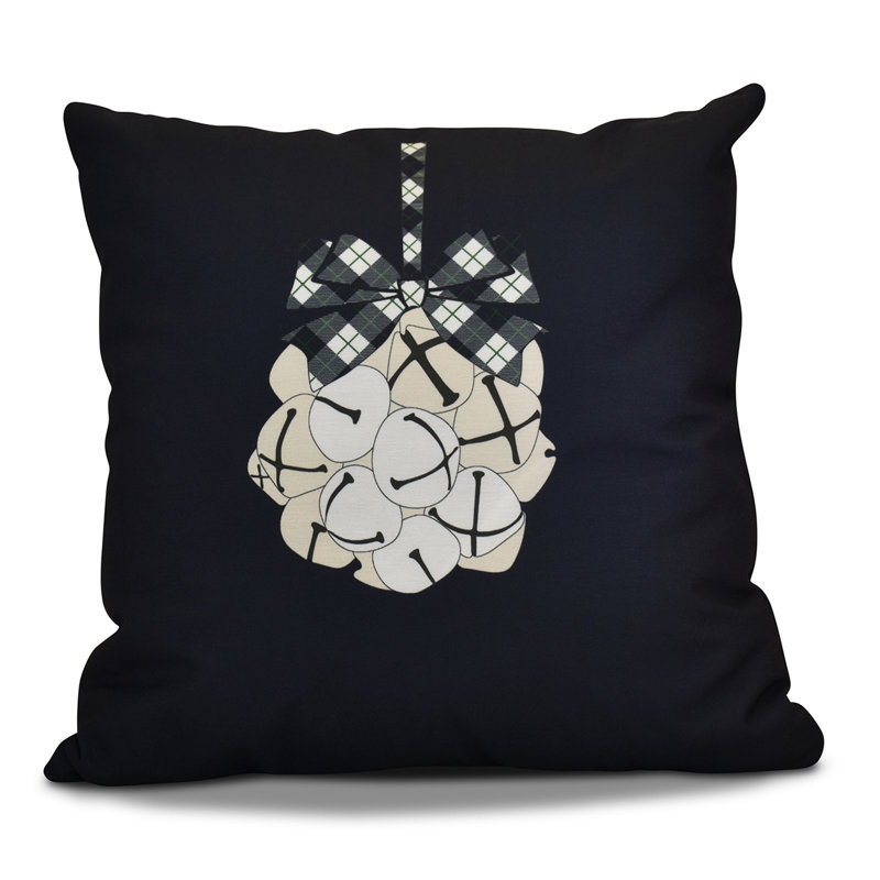 Housse et insert de coussin carré extérieur Jump for Joy Jingle Bells, H 18 po x l 18 po, Bleu marine