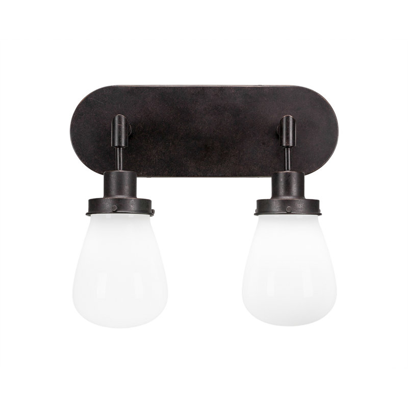 Elwell 2 Light Bath Bar Shown With 5" Glass, Dark Granite, White
