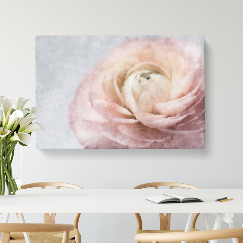 Pink Ranunculus Flower - Wrapped Canvas, 60cm H x 91cm W x 3cm D