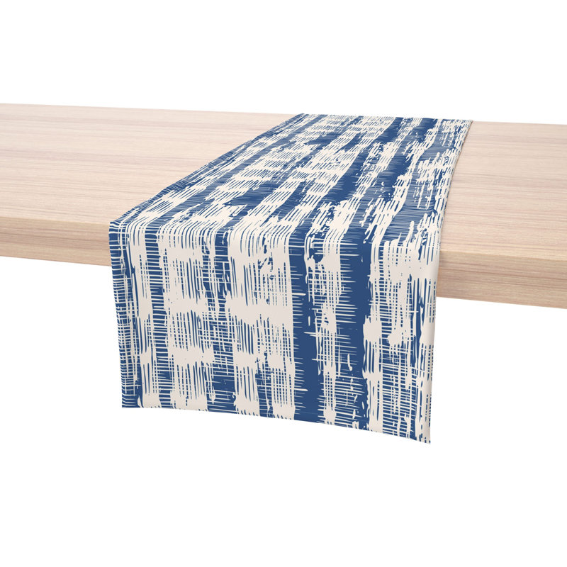 Table Runner, 100% Cotton, 16X108", Blue Batik Stripe, 90" x 16"