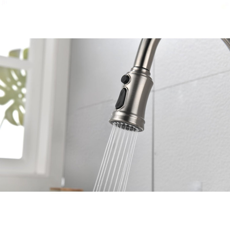 Single Handle High Arc Pull Out Kitchen Faucet,Single Level Stainless Steel Kitchen Sink Faucets With Pull Down Sprayer