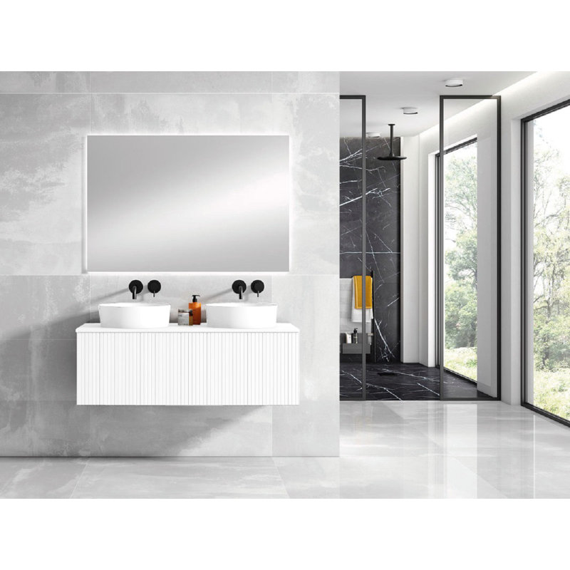 Aleemah 48'' Double Bathroom Vanity with Ceramic Top, White