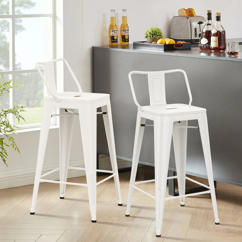 Metal Counter And Bar Stools, Counter Stool (26" Seat Height), Silver