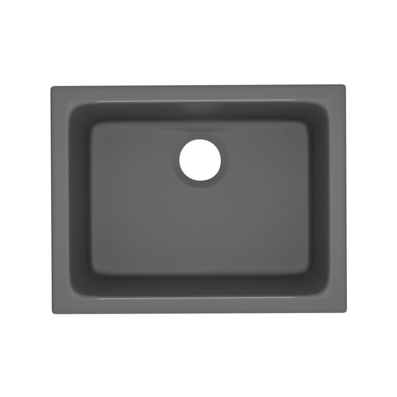 Allia 24" Fireclay Single Bowl Undermount Kitchen Or Laundry Sink, Satin Gray