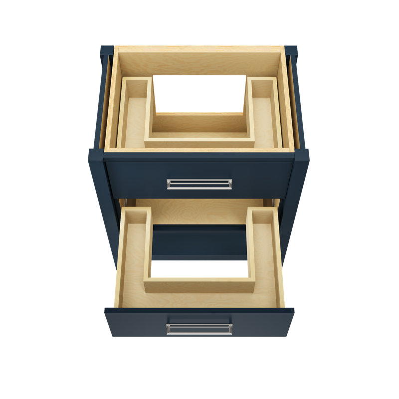 Kiawah Two-Drawer Single Bath Vanity, Hague Blue, Polished Chrome, 30"