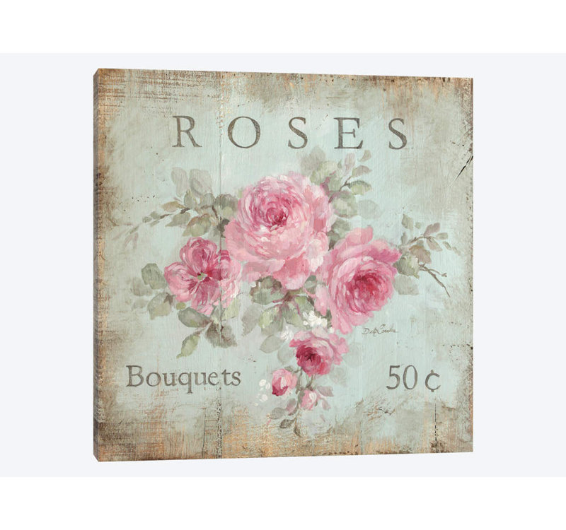 «Rose Bouquets (50 Cents)» par Debi Coules, impression sur toile tendue, H 12 po x l 12 po x P 0,75 po, Toile tendue