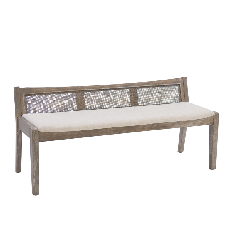 Donner Cane Back Cushioned Bench, Brown