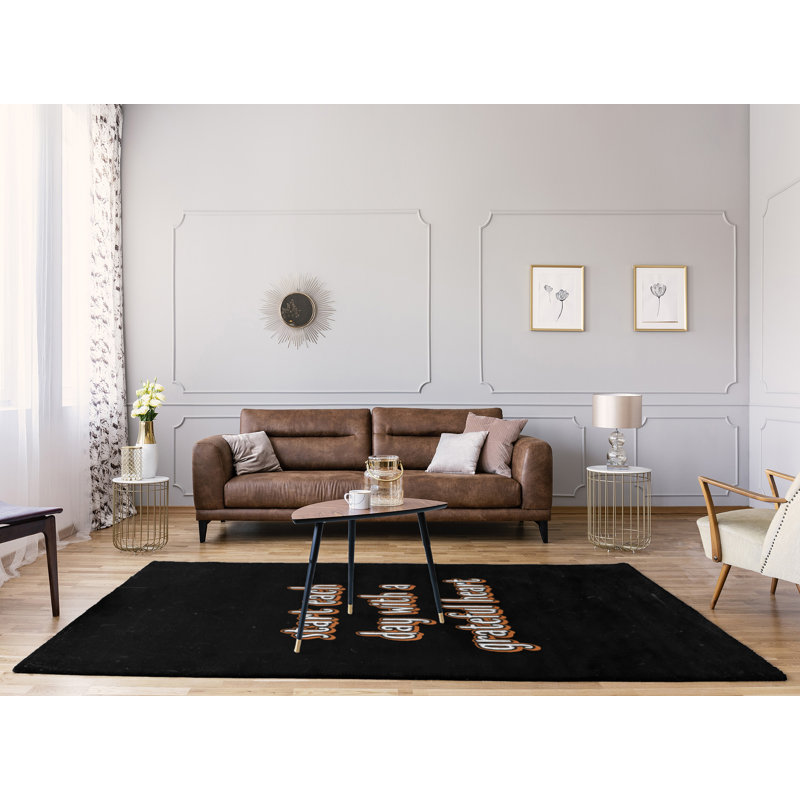 Tapis en chenille de polyester style citations, Rectangle 5 pi x 7 pi