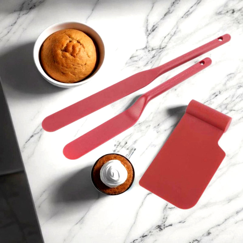 Ensemble de 3 spatules en nylon et grattoir à bol, Bourgogne