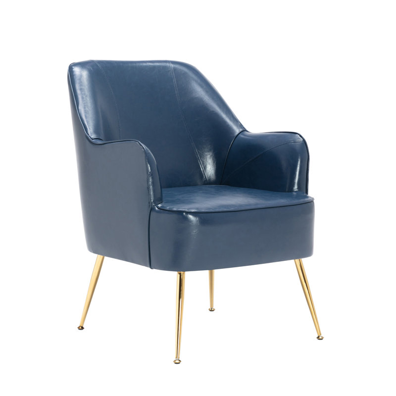 Deckland Naglee 26.4" Wide Club Accent Chair, Blue Faux Leather