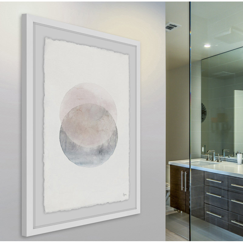 « two sphères »-cadre photo imprimé sur papier, H 18 po x l 12 po x P 1,5 po, Cadre blanc à bords frangés