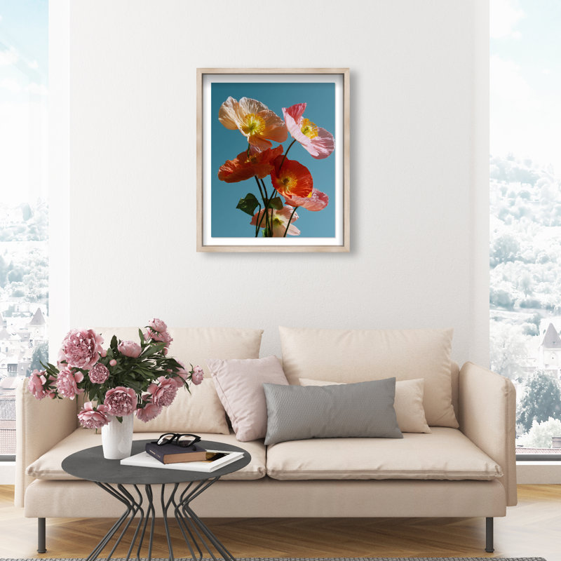Poppy Bloom II Shadowbox Floral & Botanical Print by Oliver Gal, Black Frame, 16 x 20, Natural Oak Shadowbox, 21.5"H x 25.5"W