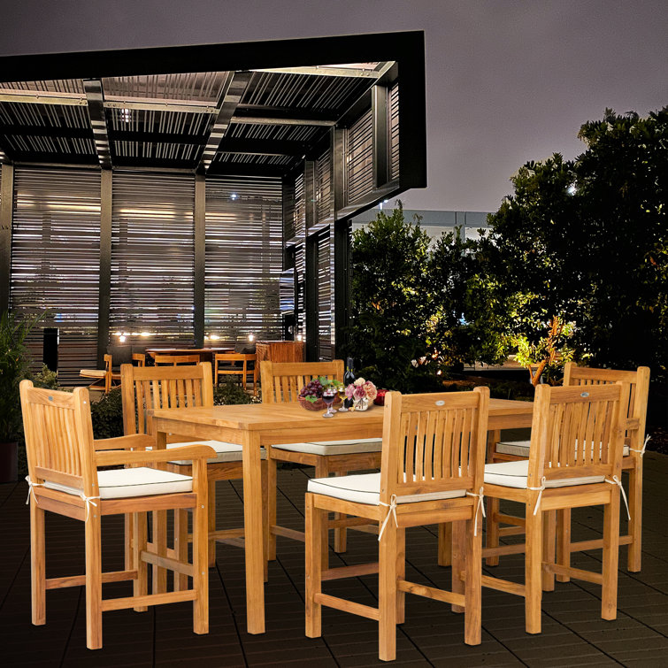 Rectangular 6 - Person 55" Long Teak Bar Height Dining Set with Cushions