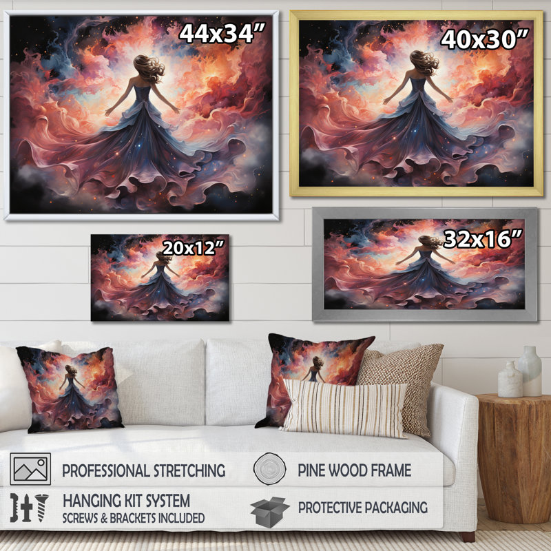 «Marlyin Galaxy Celestial Dance Woman», reproduction, H 30 po x l 40 po x P 1,5 po, Toile tendue
