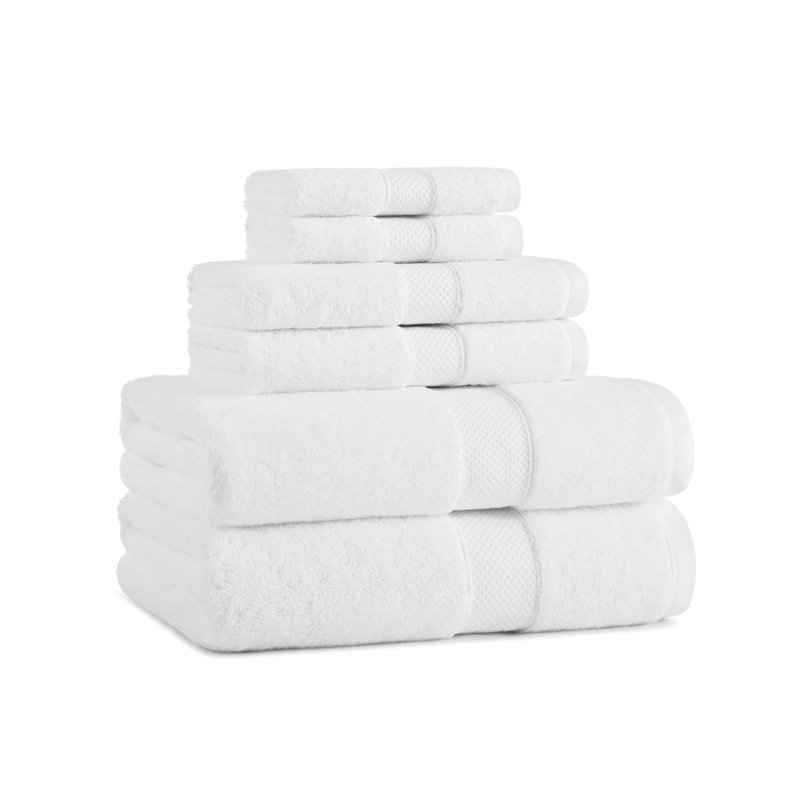 Egyptian-Like Cotton 6pc Towel Set, Porcelain White