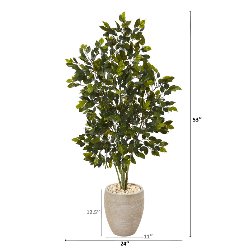 53'' Faux Ficus Tree in Earthenware Planter