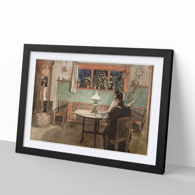 When the Children Have Gone to Bed by Carl Larsson - Picture Frame Painting, Black, 36cm H x 48cm W x 2cm D