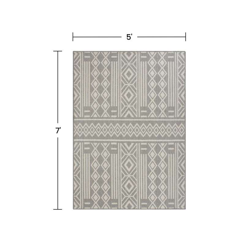 Tapis d'extérieur tissé à motif géométrique Tribal