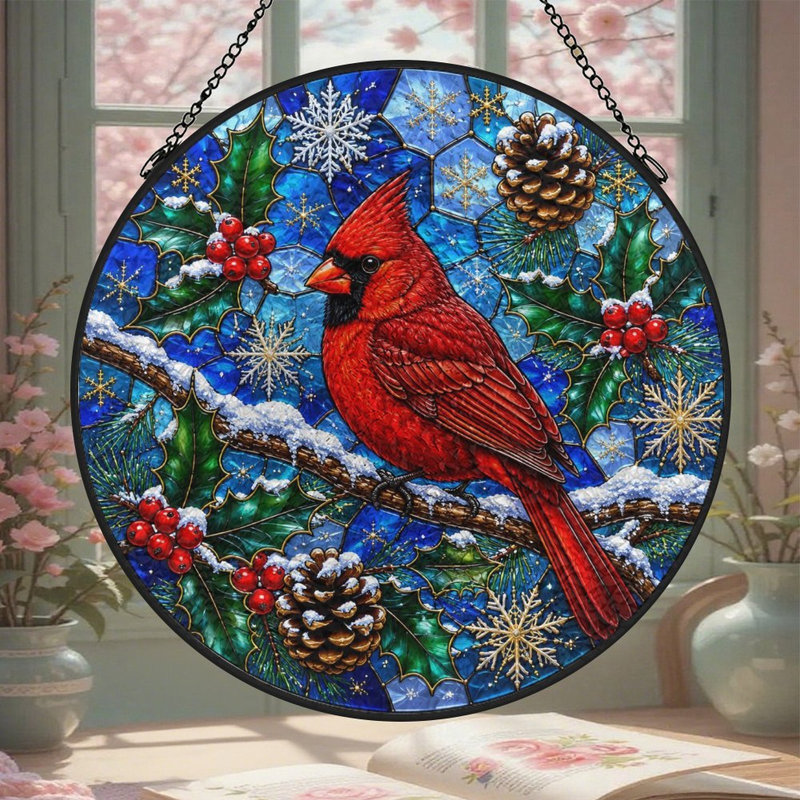 Vitrail rouge pour fenêtre, 9,8 x 9,8 po (25 x 25 cm)