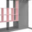 Lit mezzanine double en bois massif gris et rose, rangement intelligent pour les petits espaces, garde-corps de longueur, escalier réversible, lit de 65 po de hauteur en gris et rose, structure et coffre-fort pour adolescents, tablettes de garde-robe ouvertes