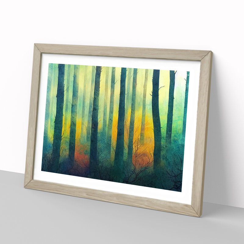 Forest in Colour 1 Piece Single Picture Frame Wall Art, 46cm H x 64cm W x 2cm D, Oak