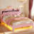Crown-Style Velvet Upholstered Platform Storage Bed with LED Light Kids Bedroom Furniture-1770923304-1770923301