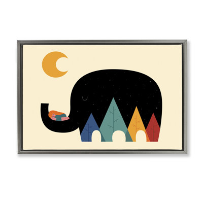 Elephant Silhouette &  Framed Floater Canvas Wall Art, design by Andy Westface