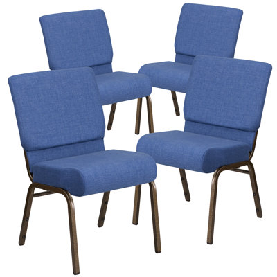 Marulka 18.5"W Stacking Church Chair in Fabric - Copper Vein Frame