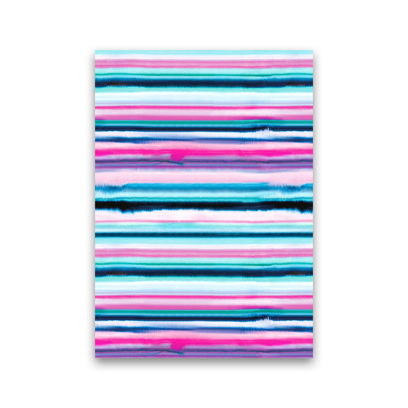 Abstract Striped Geo Green - Print, 34cm H x 25cm W x 3cm D, Black Framed