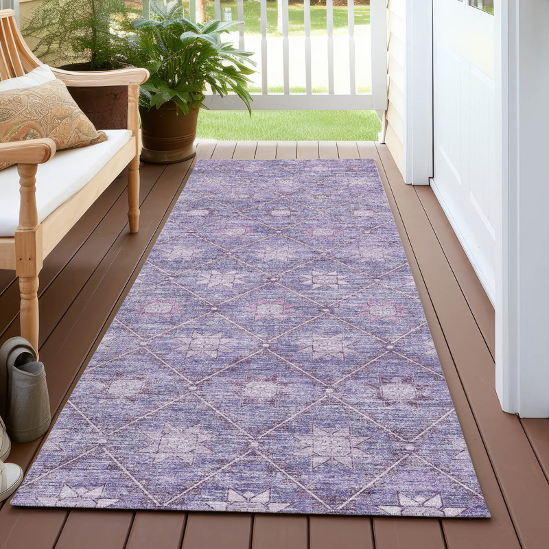 Tapis mauve lavable à la machine intérieur / extérieur Xhevrie, Tapis de couloir 2 pi 3 po x 7 pi 6 po