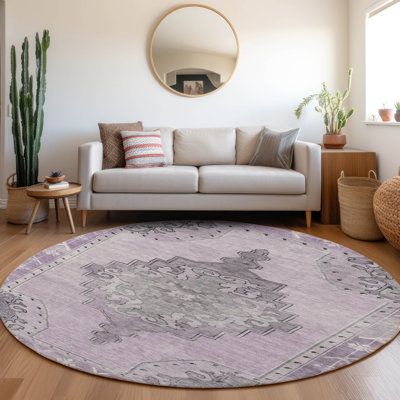 Machine Washable Indoor/Outdoor Xhevrie Plum Rug